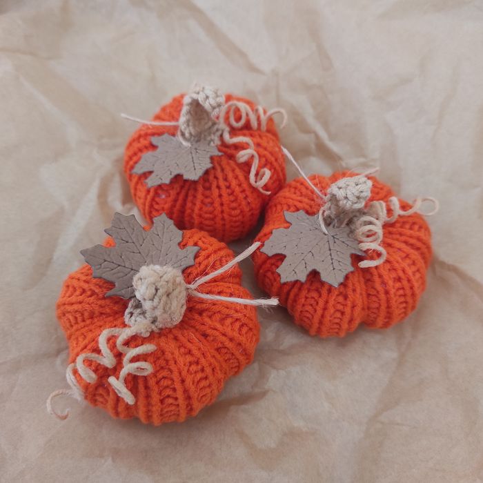 Декоративний гарбуз, в'язаний декор, Хеллоуїн, тыква вязаная, гарбузик