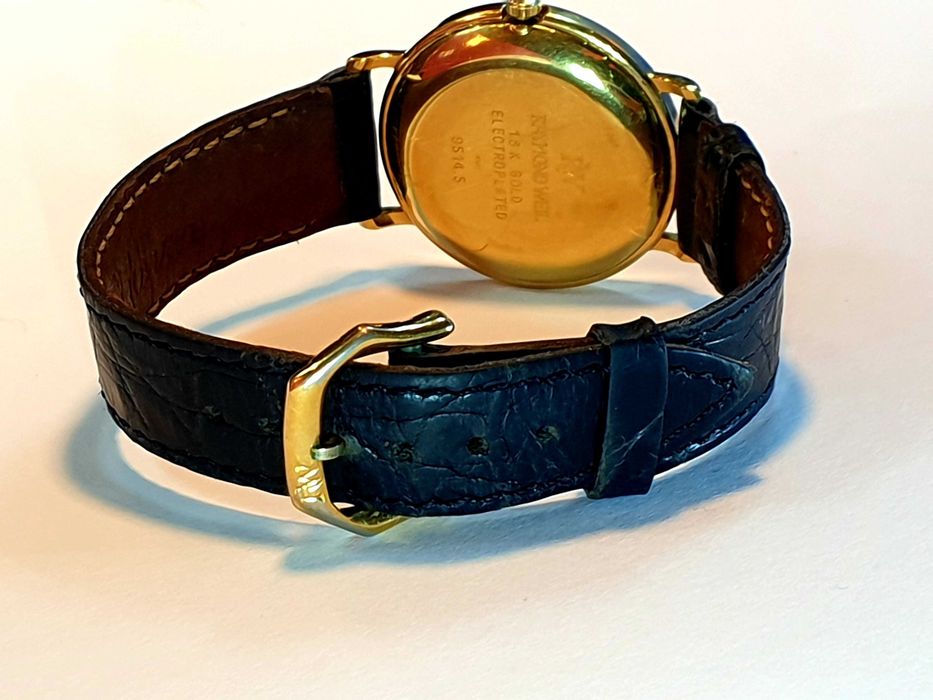 Raymond Weil złocony 18K meski zegarek kwarcowy SWISS