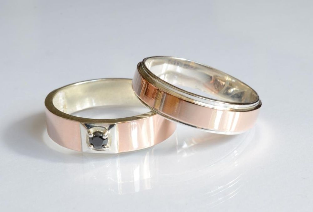 Обручальное кольцо.Обручка. Серебро с Золотой Пластиной .Пара. Топ