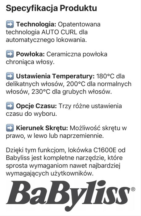 Automatyczna Lokówka  BABYLISS C1600E PREMIUM