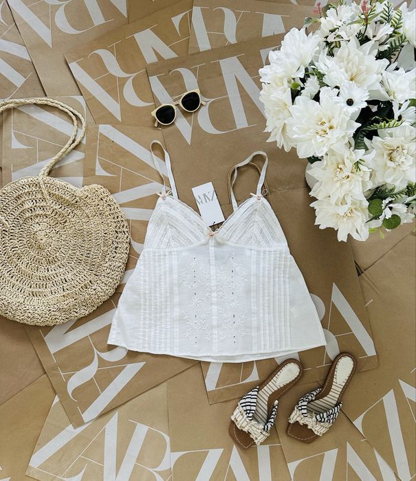 Zara nowy top haftowany r. M