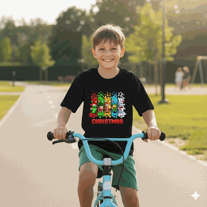 Koszulka dziecięca czarna Świąteczny minecraft prezent święta 152