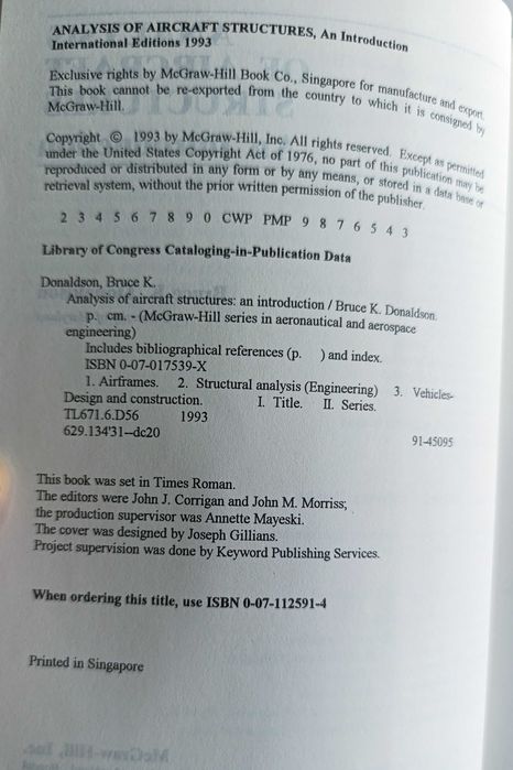 Analysis of Aircraft Structures - An introduction - Bruce K. Donaldson