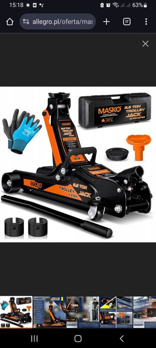 Podnośnik hydrauliczny płask masko i +2x podkładki gumowe + rękawice
