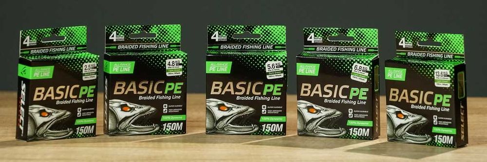 Шнур рыболовный Select Basic PE 100м, 150м/ Select Sprint PE