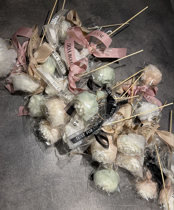 Prezent dzień kobiet, podziękowanie– świeczka kwiat, prezent handmade