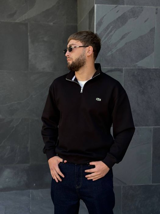 1/3 zip Lacoste / кофта светр світшот лакост чорний/ олд мані/ світер
