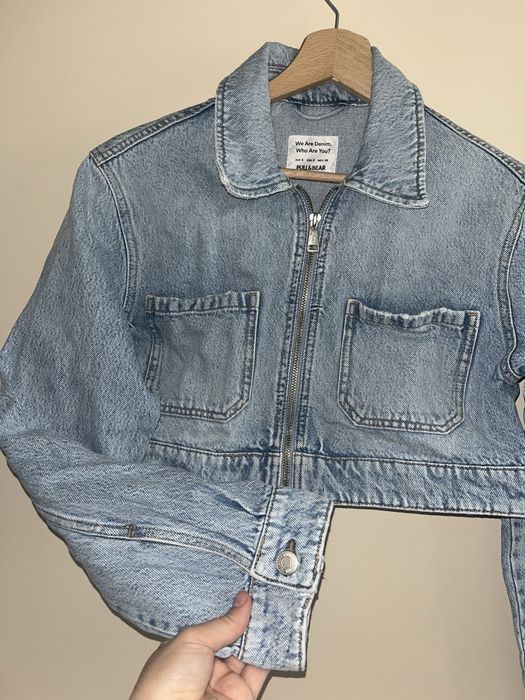 Pull&Bear kurtka damska krótka jeansowa na zamek S