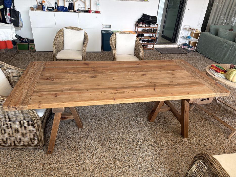 Mesa refeicao jantar madeira pinho reciclada rustico
