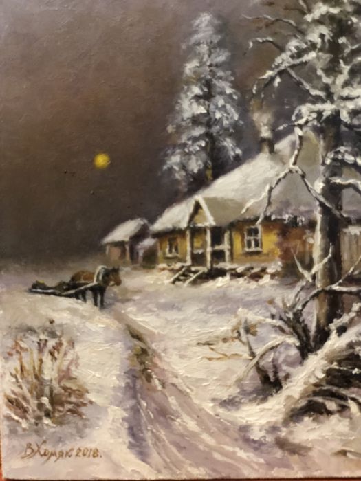 Оригінальна авторська картина, мастихін, полотно на ДВП, олія, лак