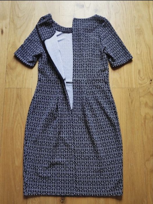 Sukienka midi Pretty Girl krótki rękaw pepitka szachownica