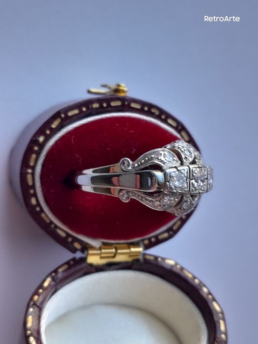 R.13 Pierścionek Art Deco 5.2g Diamenty 0.52ct Złoto 585 WYCENA