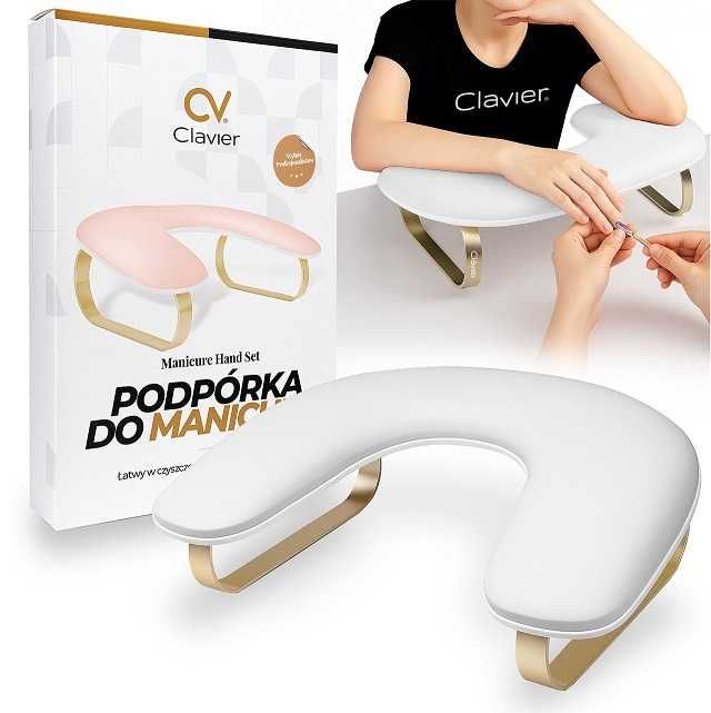 Podpórka poduszka pod dłoń owalna biała - złota do manicure Clavier