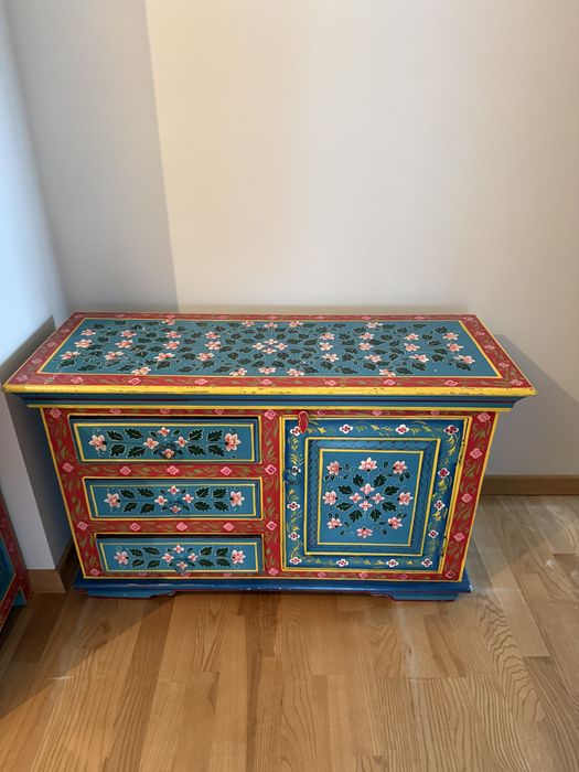 Komplet 3 drewnianych szafek w stylu indyjskim / boho