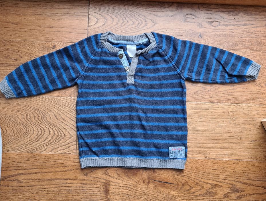 Sweter granatowy w paski bawelna H&M r. 68