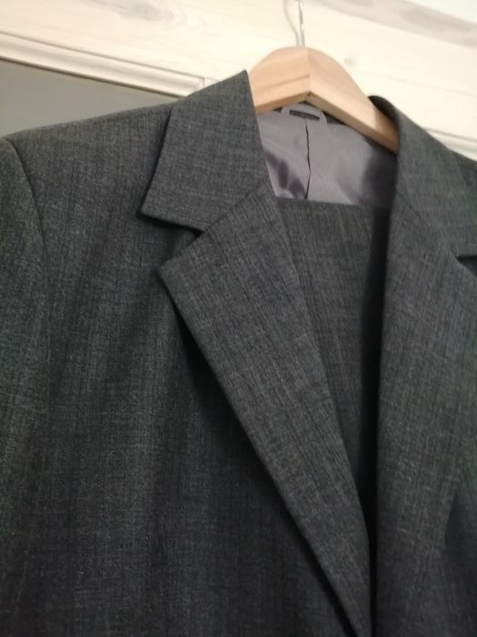 Garnitur, marynarka spodnie, 48/170 M L szary, popiel, antracyt