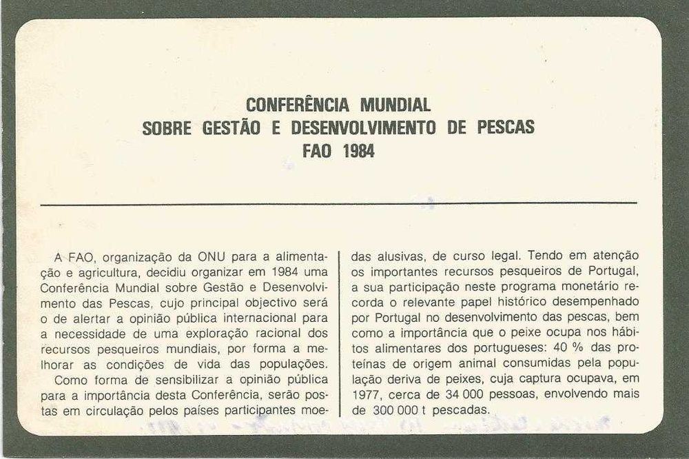 Portugal 250 escudos, 1984 Conferência Mundial de Pescas - FAO