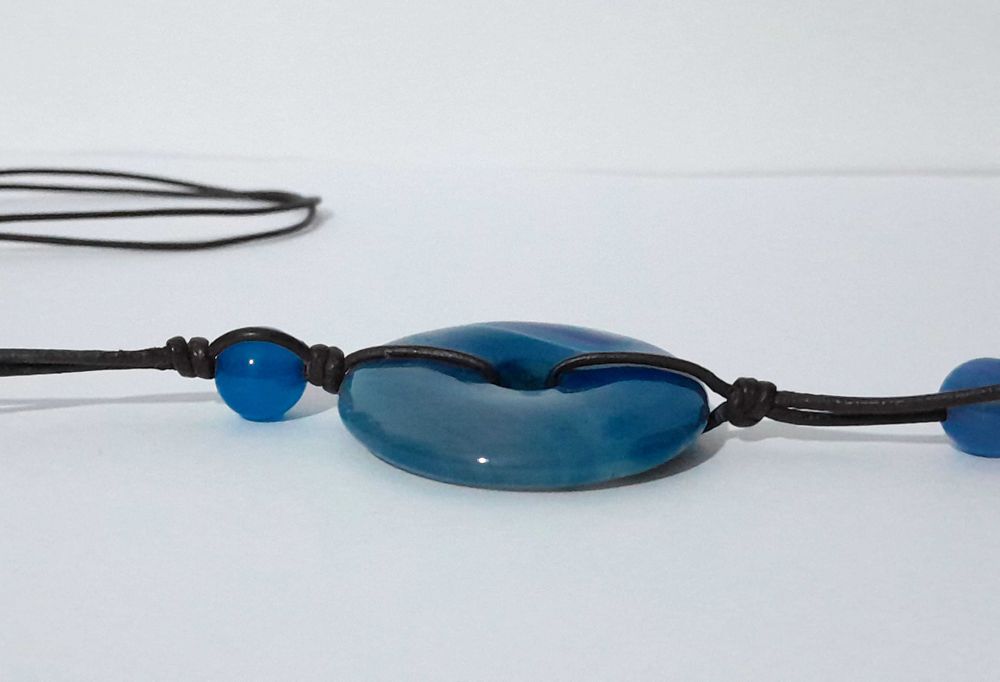 Colar comprido com ágata azul Stone by Stone (c/ ajuste para médio)