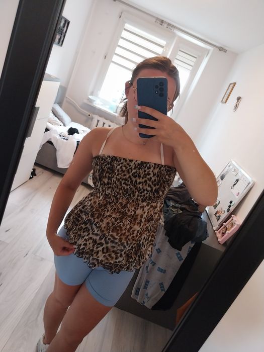 Damska bluzka top bez ramion panterka