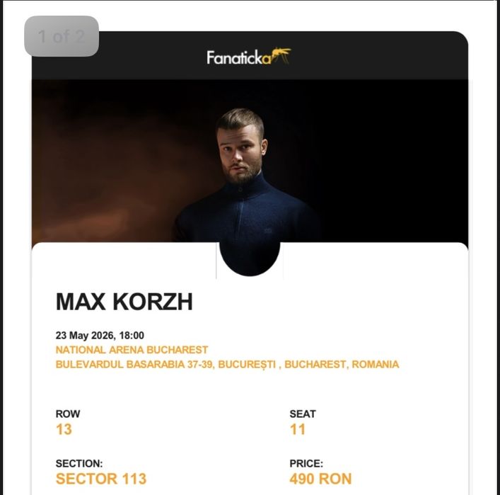 Макс Корж, билет на коцерт