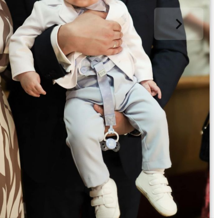 Garnitur błękitny komplet na chrzest, imprezę, święta