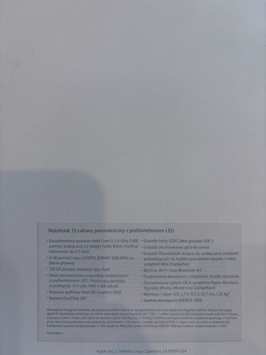 Macbook Air 13cali  2014 i5