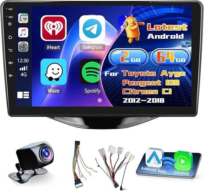 2+64G Radio do Toyota Aygo Peugeot 108 Citroen C1 2015r-2020r Android