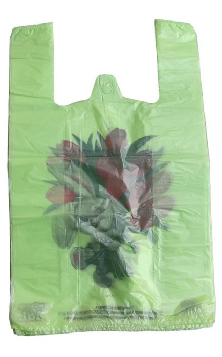 Пакет майка з ручками 1й сорт з принтом зелений 30 * 45 см, 50 шт