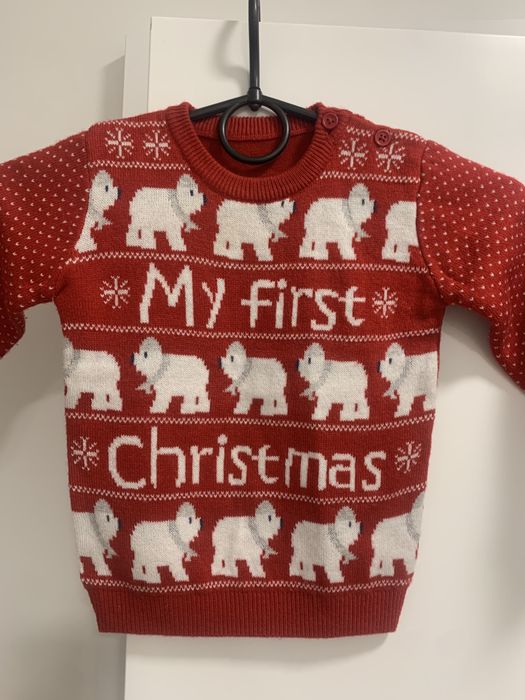 Sweter świąteczny czerwony mikołajki sesja świąteczna