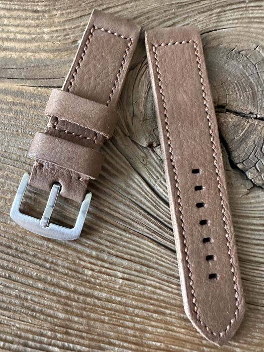 Pasek do zegarka 22 mm brązowy handmade skóra naturalna ręcznie robiony
