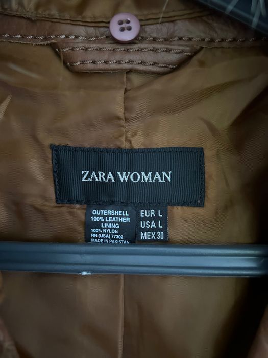 Vintage Zara Woman 100% Pele Gabardine Pelo NOVO L / 30
