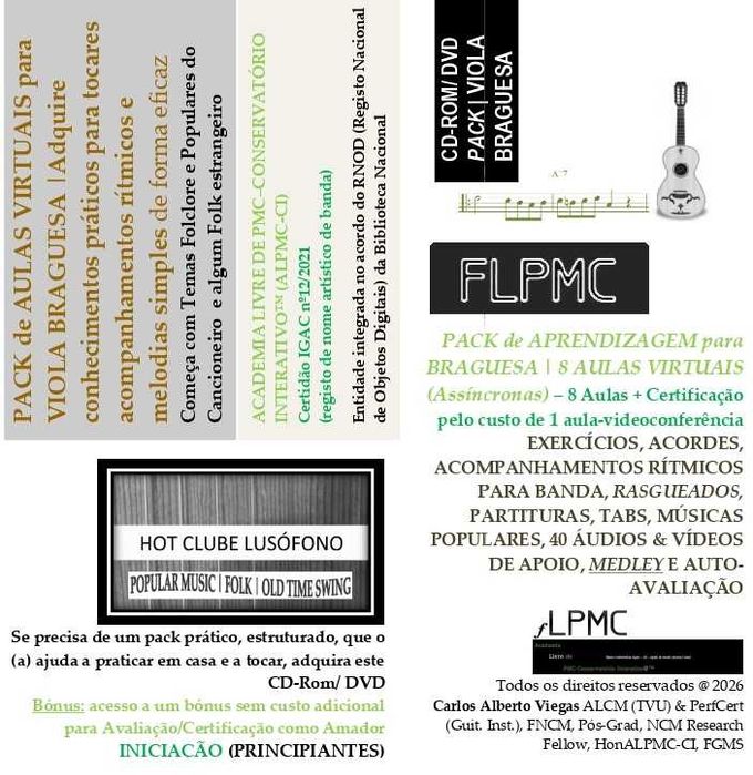 Pack Aulas Digitais - CD/DVD-Rom Guitarra, Cavaquinho, Ukulele, Braguesa