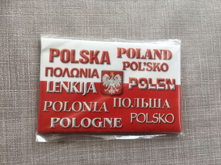Magnes pamiątkowy na lodówkę z Polski - Polska Poland flaga biało-czer