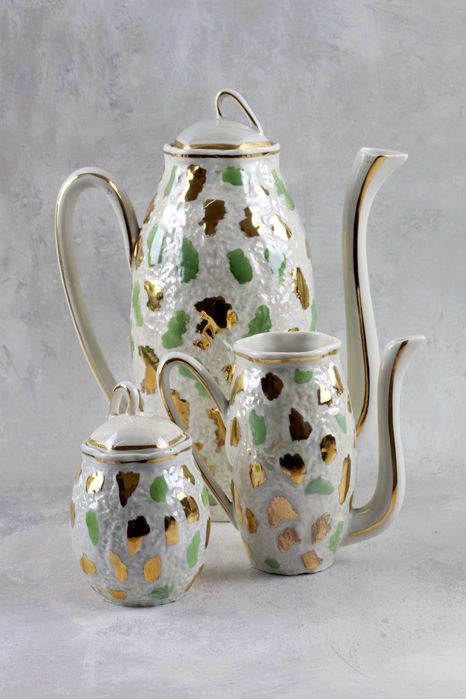 Ceramiczny serwis Domino Steatyt Buksowicz ceramika prl vintage