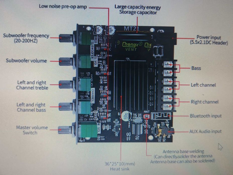 Усилитель мощности 2x50 +100 Вт с Bluetooth