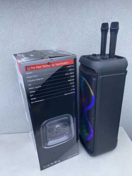 Большая колонка аккумуляторная с микрофоном для караоке портативная