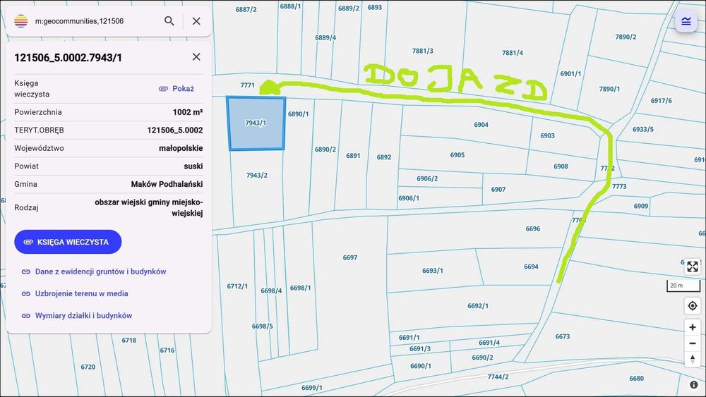 Działka budowlana 1002 m² | Grzechynia | piękne widoki | 159 tys. zł