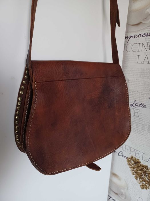 Красива сумка у стилі бохо, Марокко, натуральна шкіра, монети.