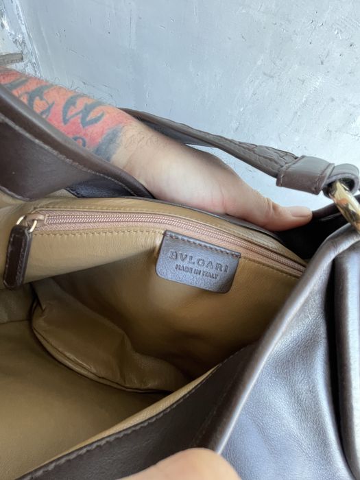 Bvlgari оригинал Bulgari Leoni Brown сумка кожаная