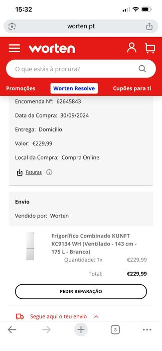 Combinado pequeno ainda na garantia