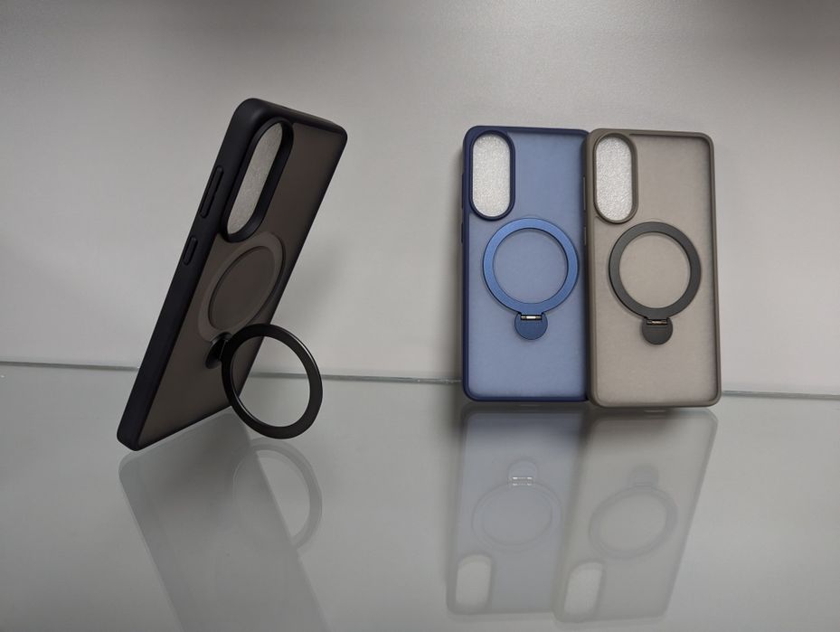 Samsung S25 Edge Противоударный чехол Matte Magsafe с подставкой