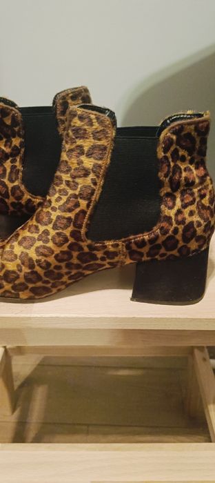Botki sztyblety w panterkę, rozmiar 41