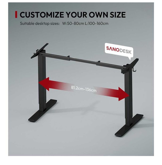 Pernas de Secretária Extensíveis, Preto, Flexipot