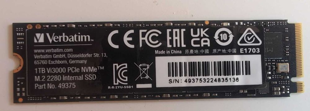 Dysk SSD 1TB Verbatim NVMe 100%