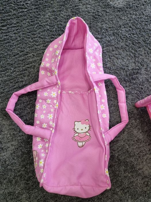 Conjunto  carrinho cama alcofa e saco hello kitty  como novo