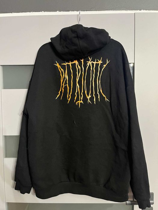 patriotic bluza roots M oversize czarna pomarańczowa z kapturem