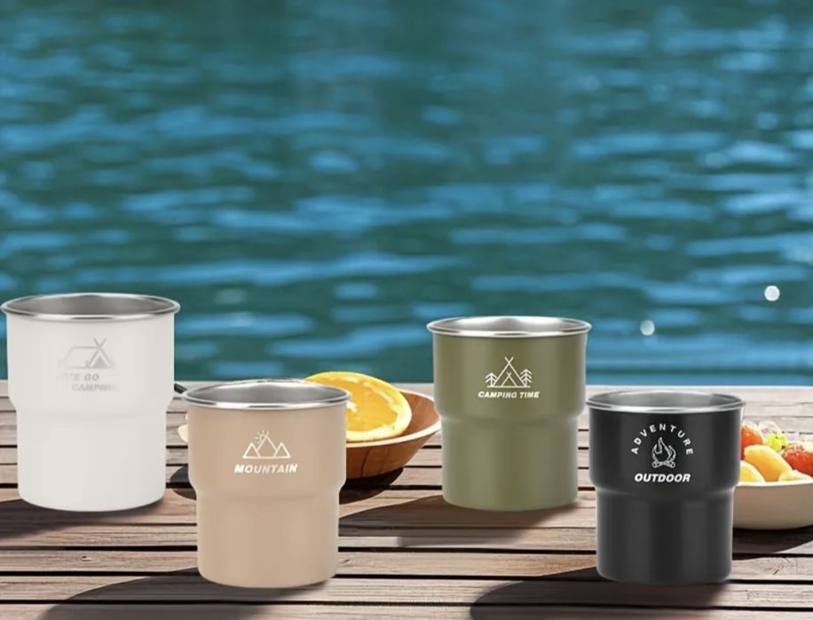 Набір туристичних стаканів (4 шт) з нержавійки