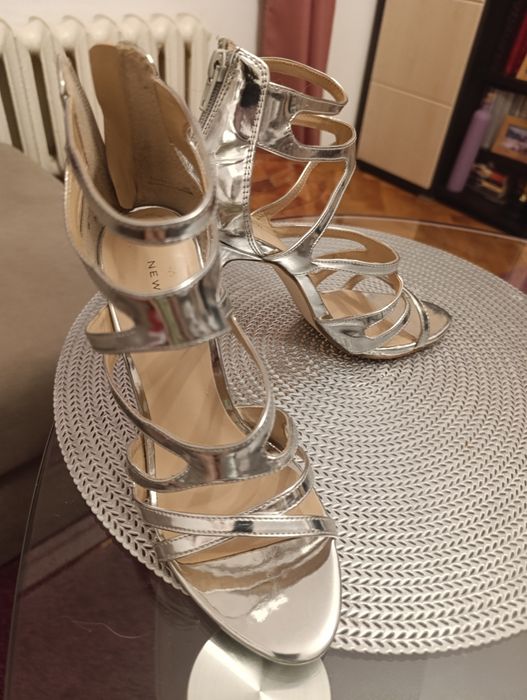 Piękne srebrne szpilki sylwester wesele 38/5