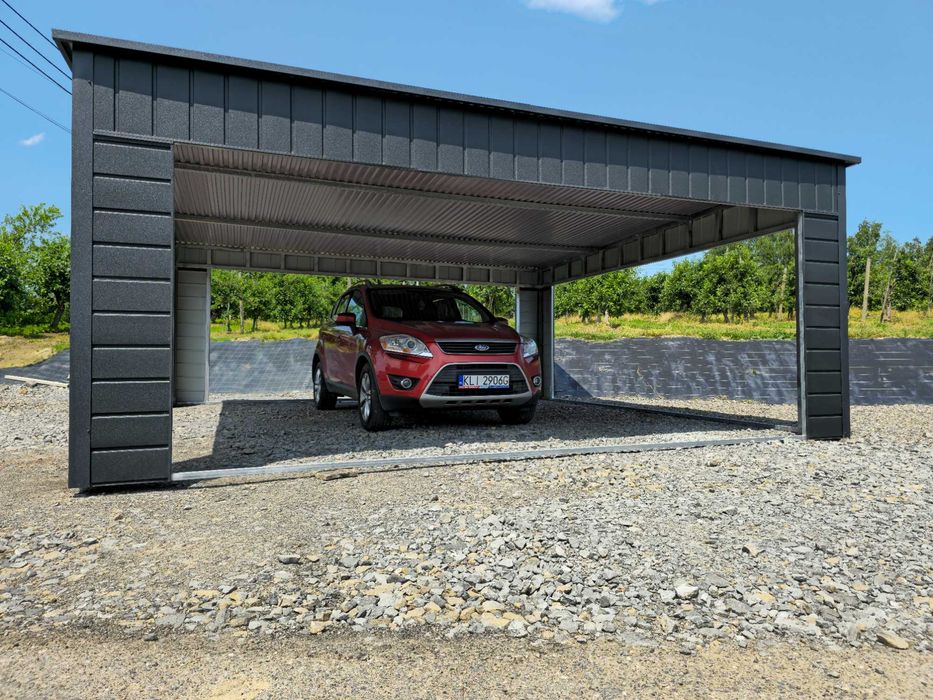 Wiata Śmietnikowa z Paneli HIT GRAFIT + ZŁOTY DĄB Każdy Wymiar