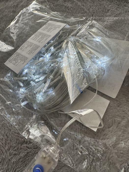 Lampki zwisająca girlanda biały zimny olus flash 10 metrów + 5 metrów